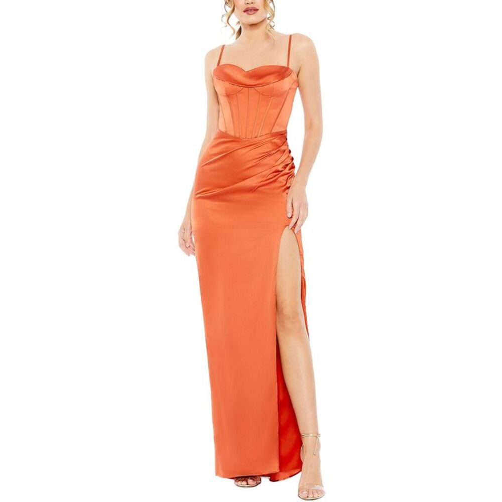 Mac Duggal Womens  Bustier Side Ruched Bodycon Gown